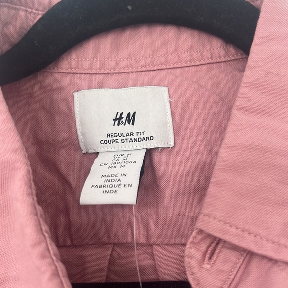 H&M Men Regular Fit Oxford Shirt Pink size M NWT - Picture 6 of 7